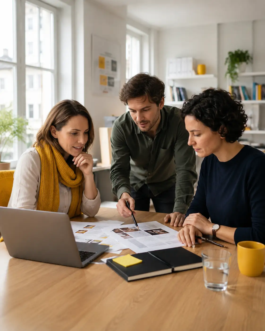 Agency team reviewing a client website project